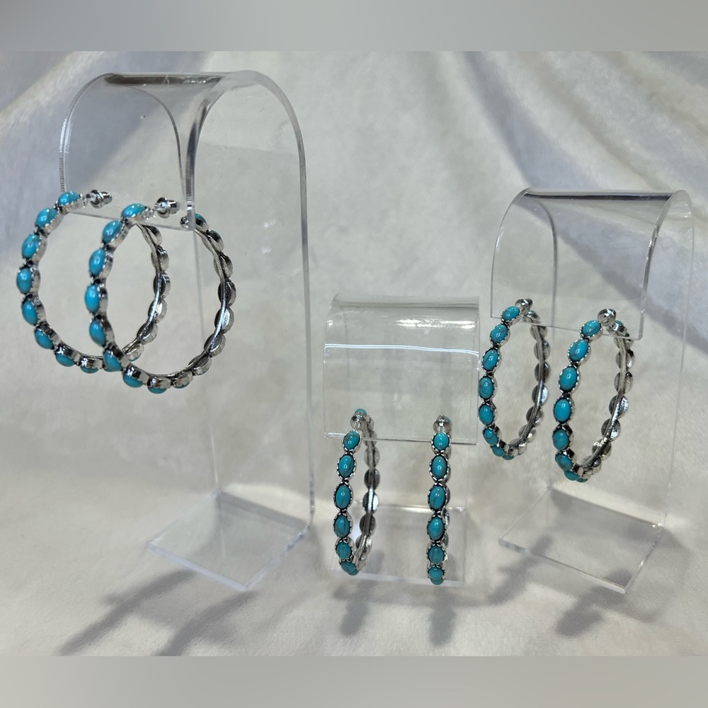 Free People Inspired Boho Tourquise Colored Hoops